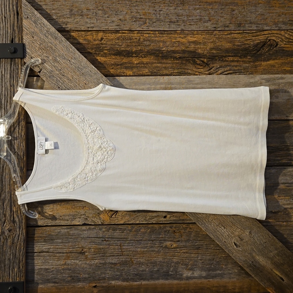 Ann Taylor Loft. White tank top. Size Medium